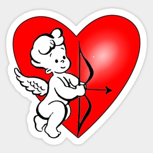 Angel Cupid flexing a red heart Sticker